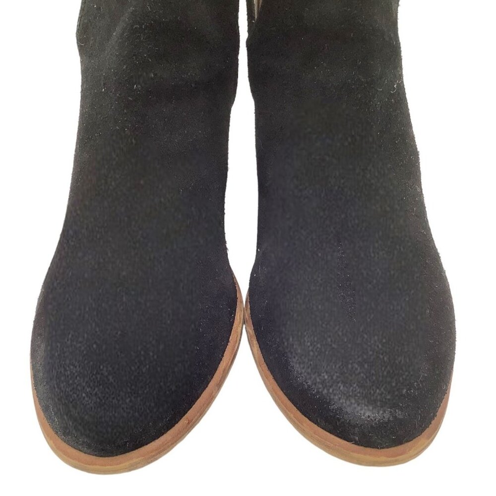 NORDSTROM BP V Notch Ankle Booties Suede Boots 10 Stacked Heel Boho Western - Picture 5 of 8